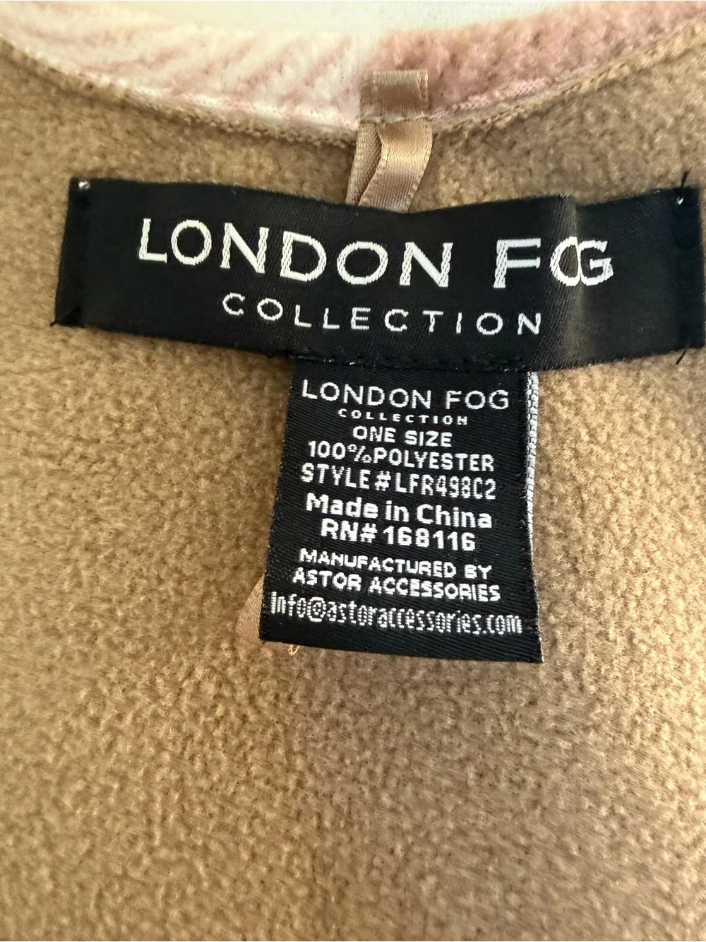 London Fog Plaid Fringe Wrap in Cream, Taupe & Dusty Pink